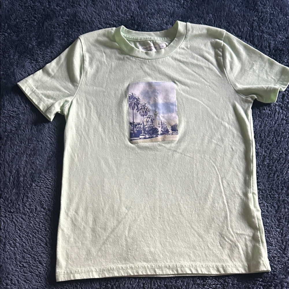 Abercrombie kids Light Green Graphic Palm Tree Tee size 7/8